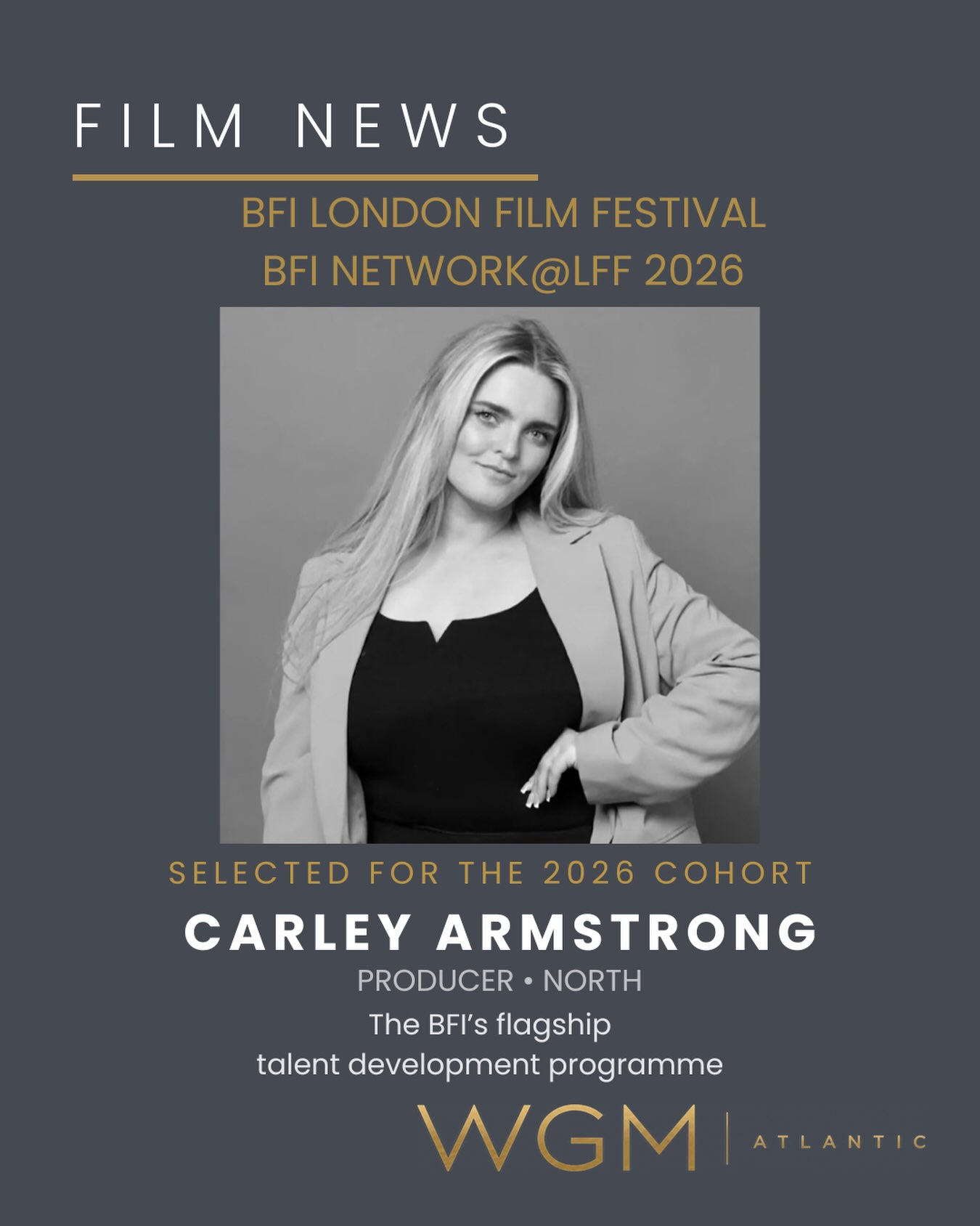 Carley Armstrong selected for BFI NETWORK@LFF · WGM announcement image